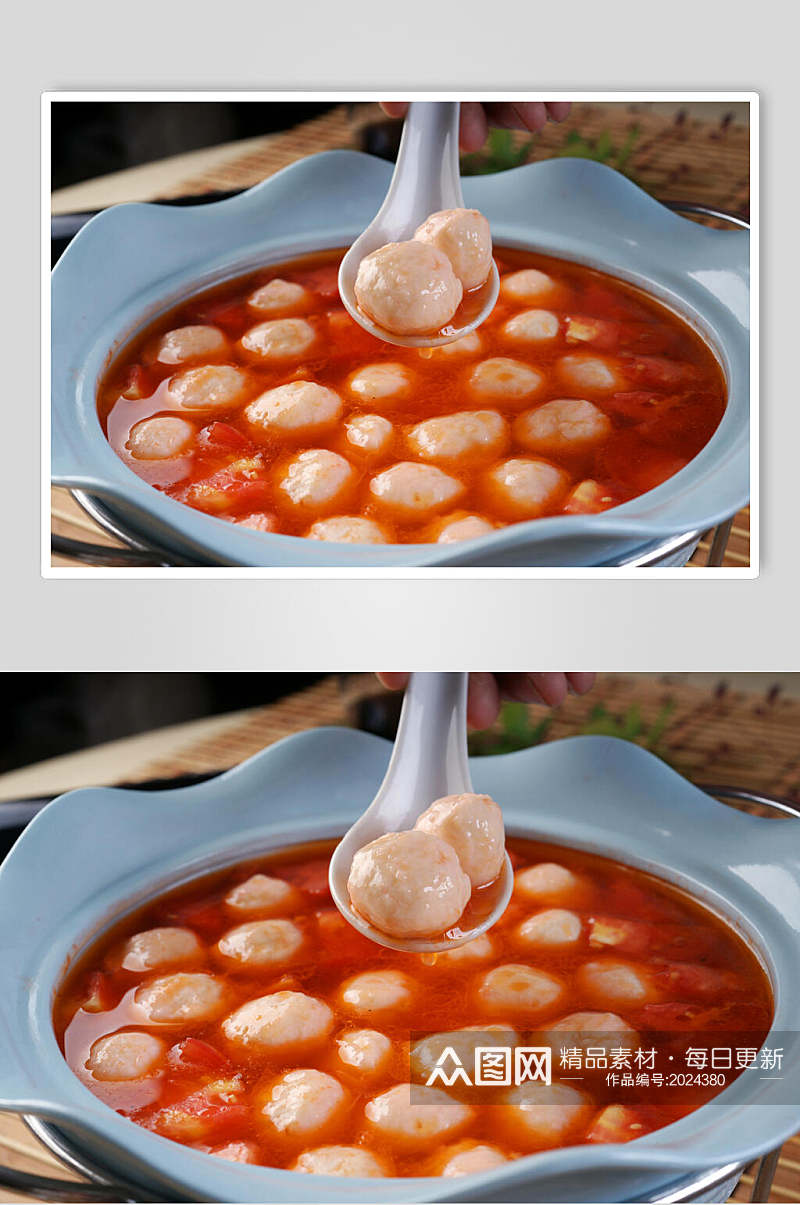 新鲜蕃茄墨鱼丸美食食品图片素材