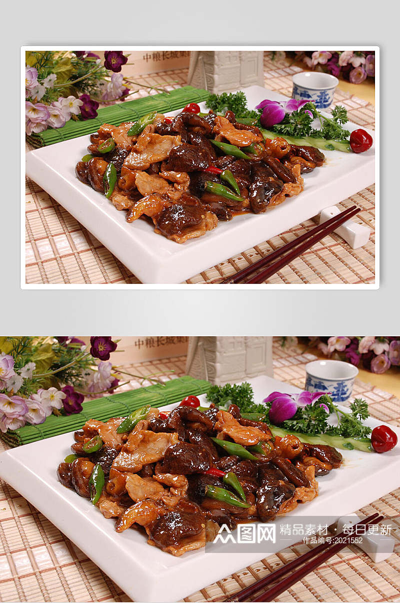肉片烧香菇美食摄影图片素材