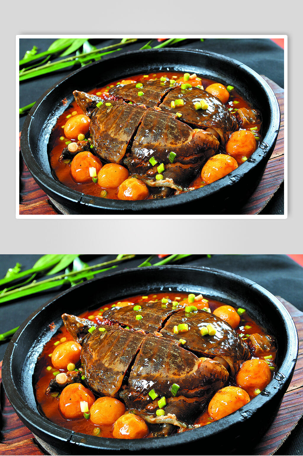 鲜香美味石锅焖甲鱼食物图片
