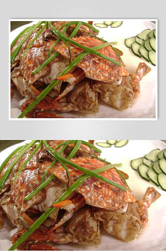 美味海鲜姜葱炒花蟹美食食物图片