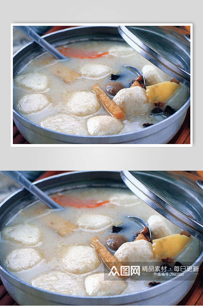 砂锅什菌鱼腐美食摄影图片素材