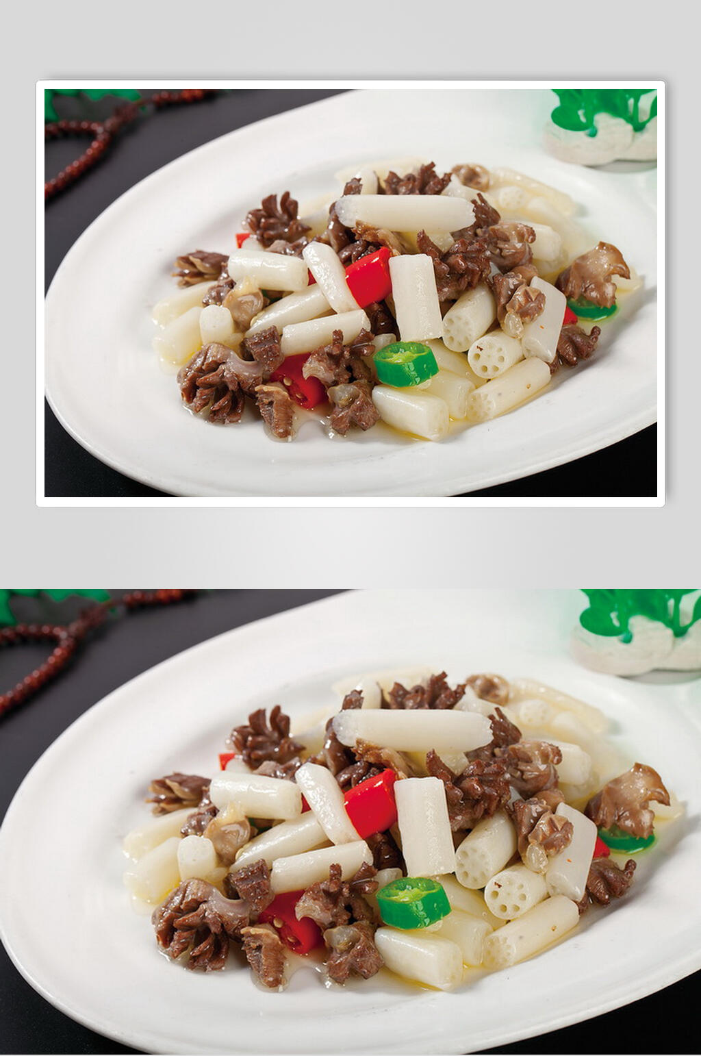 泡藕带炒鸡胗美食摄影图片素材