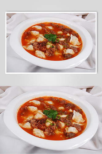 红汤牛肉水饺美食图片