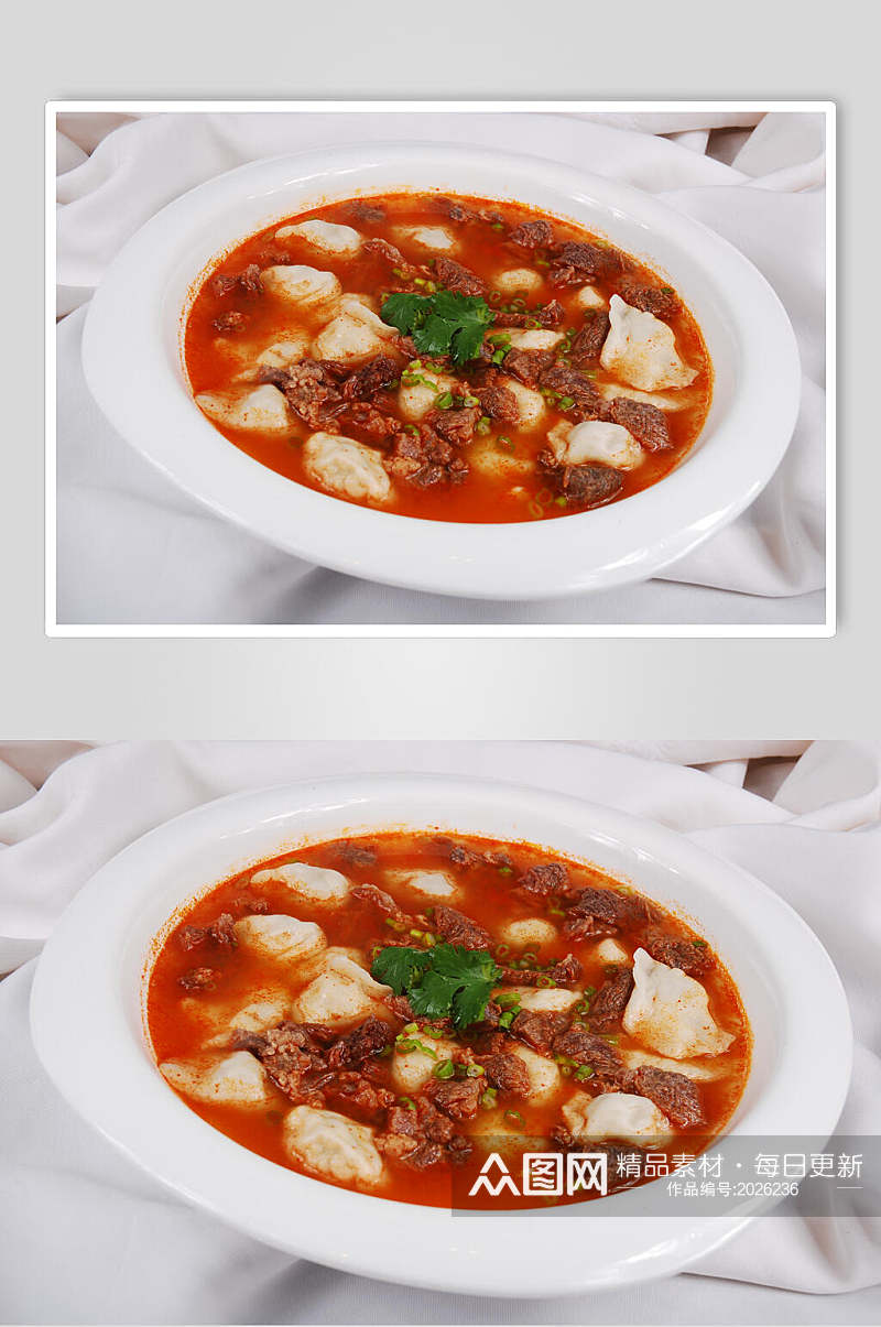 红汤牛肉水饺美食图片素材