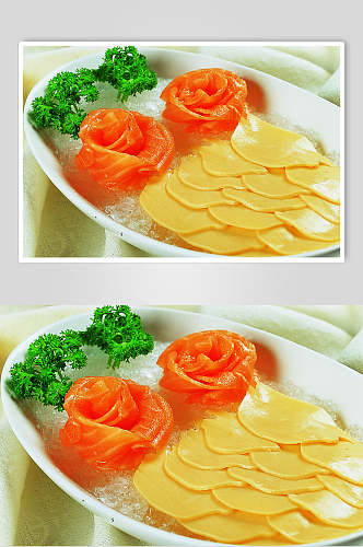 三文鱼拼素鲍美食食品图片