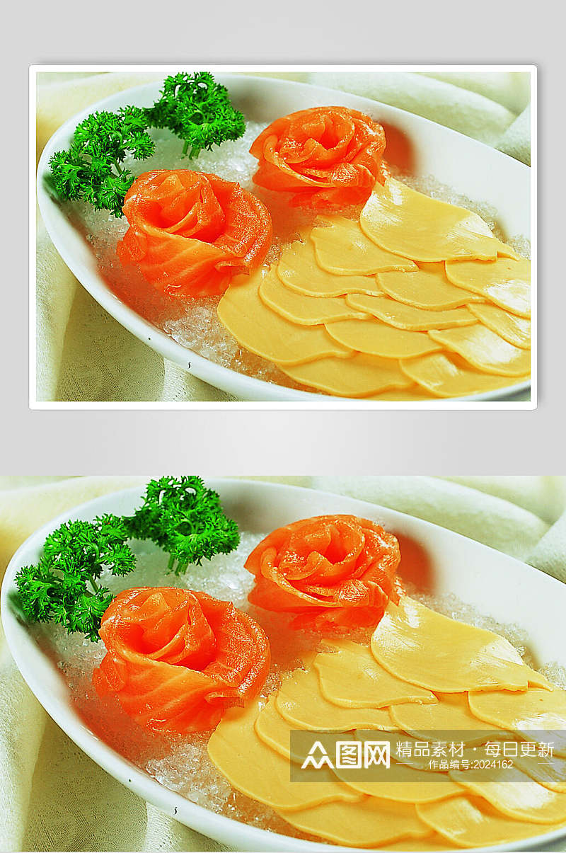 三文鱼拼素鲍美食食品图片素材