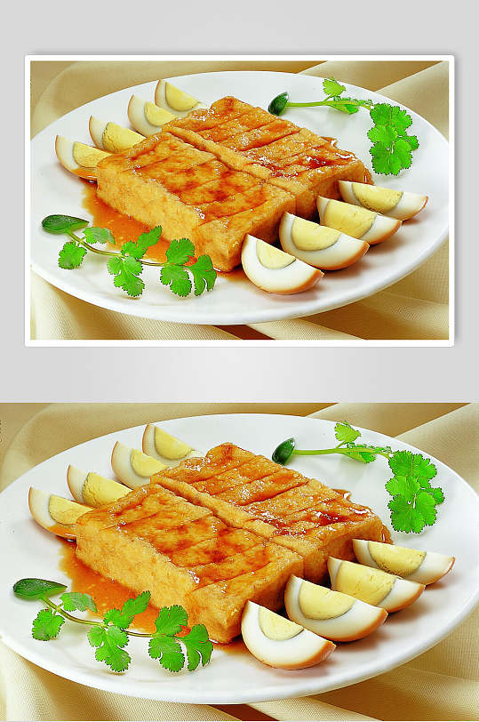 卤水蛋拼自磨豆腐美食图片