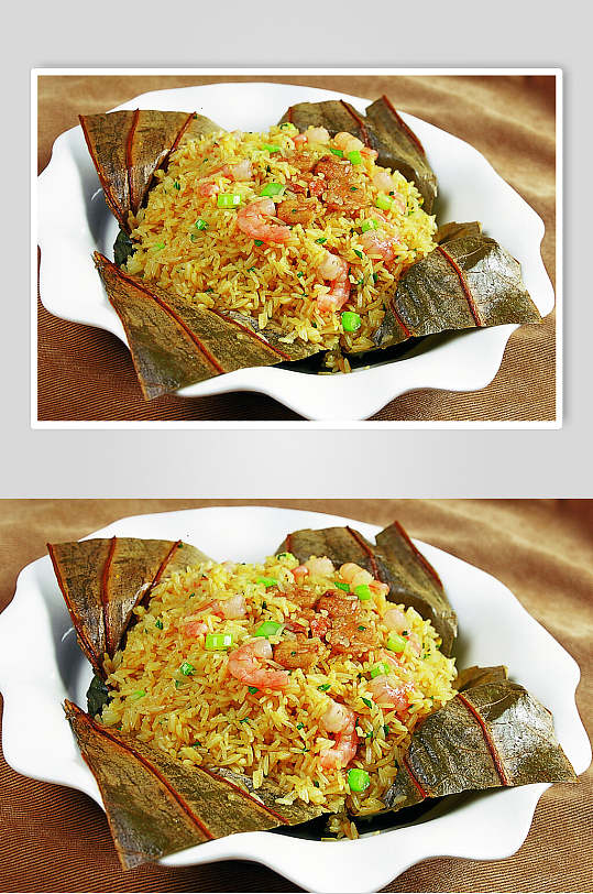 荷叶焗鹅肝饭美食食物图片