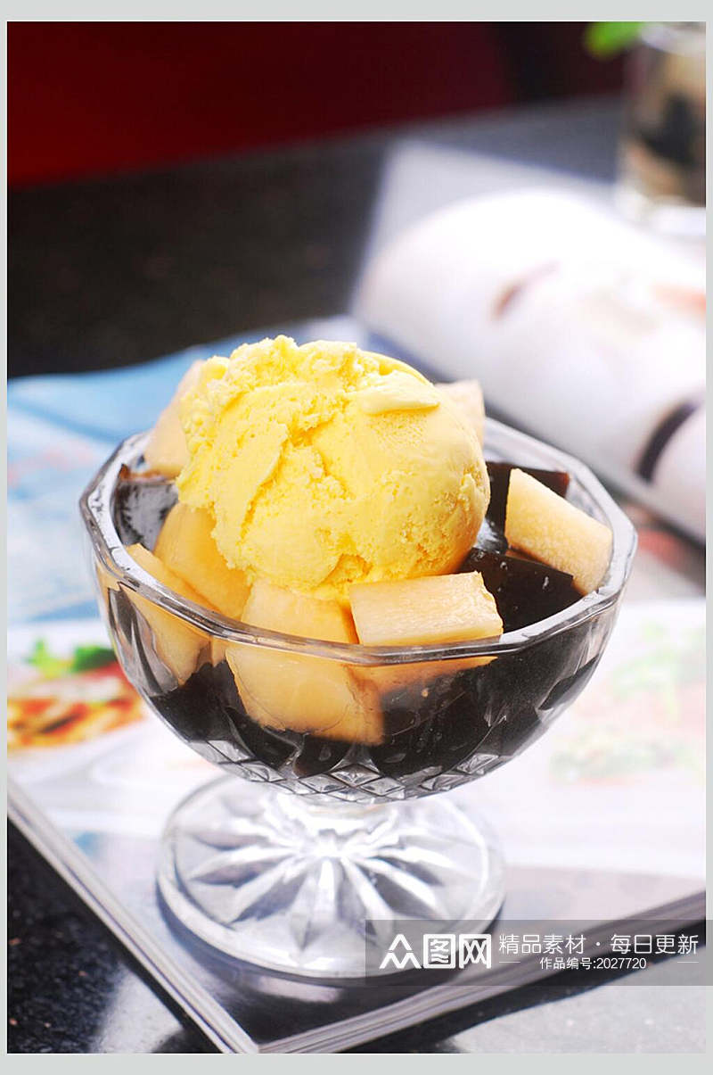 芒果冰球凉粉食物图片素材