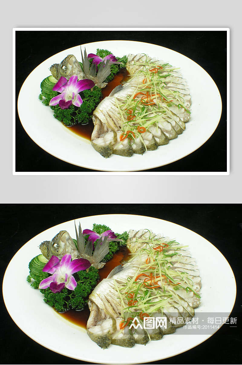 开屏武昌鱼食品摄影图片素材