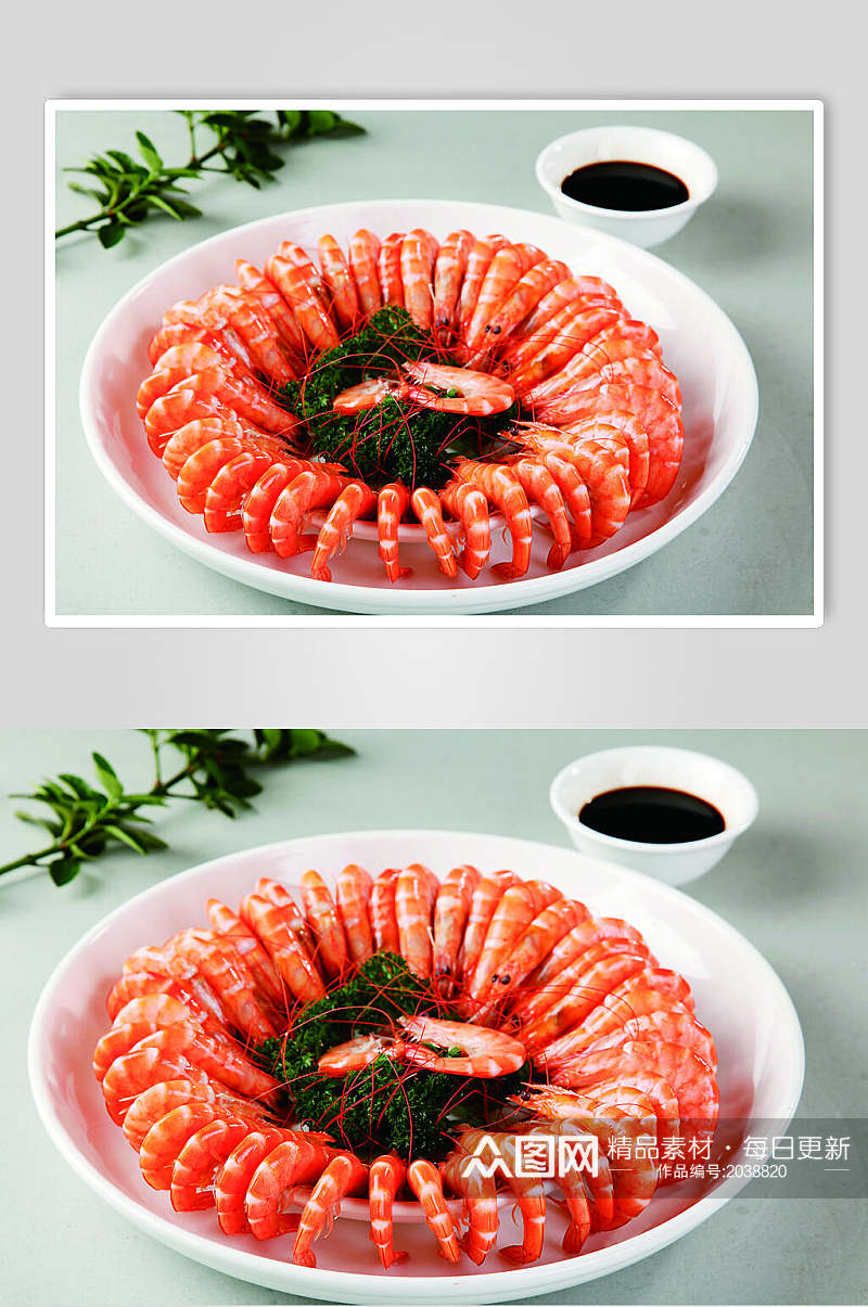 新鲜白灼大虾美食食品图片素材