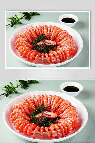 新鲜白灼大虾美食食品图片