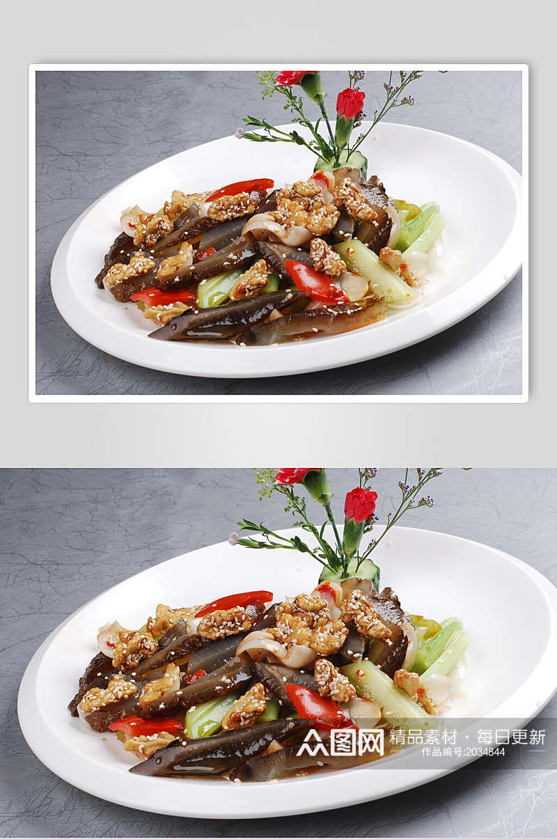 琥珀西芹炒海参鲜香味餐饮食物图片素材