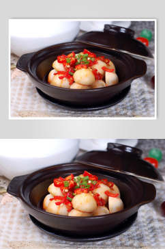 钵仔菜剁椒小芋头食品摄影图片