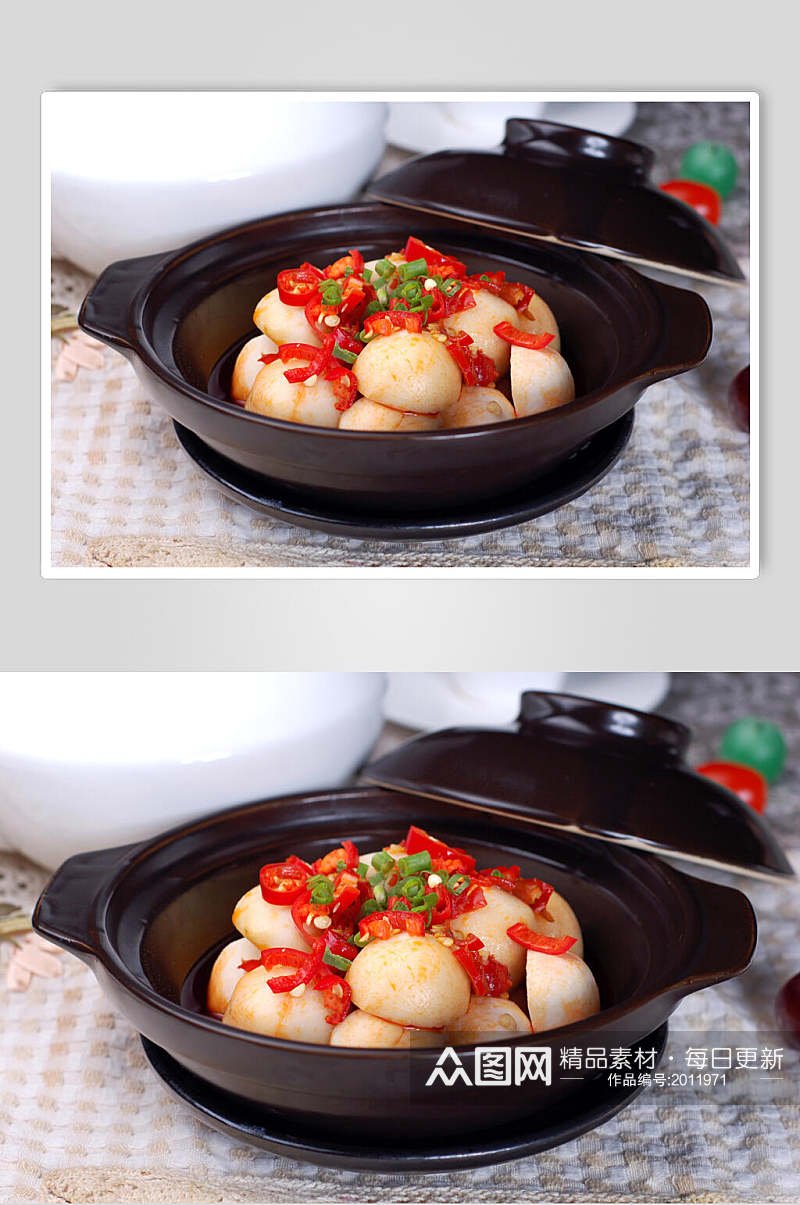 钵仔菜剁椒小芋头食品摄影图片素材