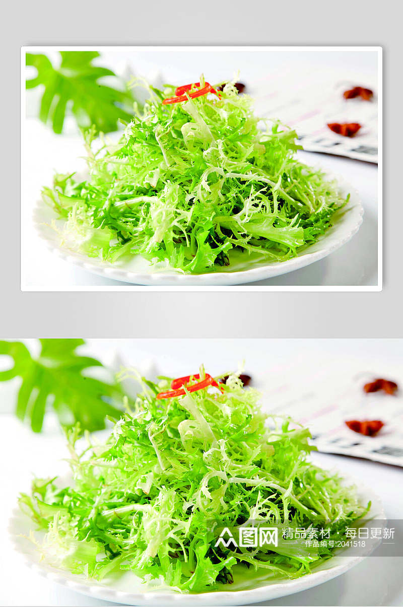 新鲜绿色拌苦菊美食食物图片素材