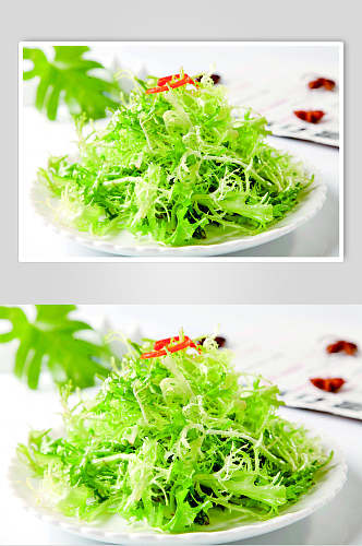 新鲜绿色拌苦菊美食食物图片