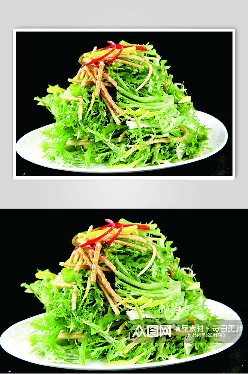 苦菊拌馓子美食食物图片素材