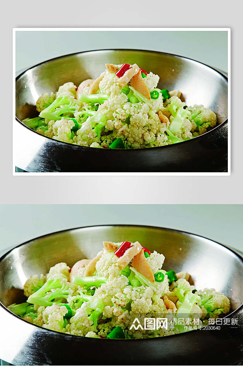干锅有机花菜美食食品图片素材