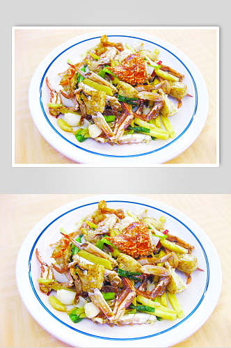 美味海鲜姜葱炒花蟹美食食物图片