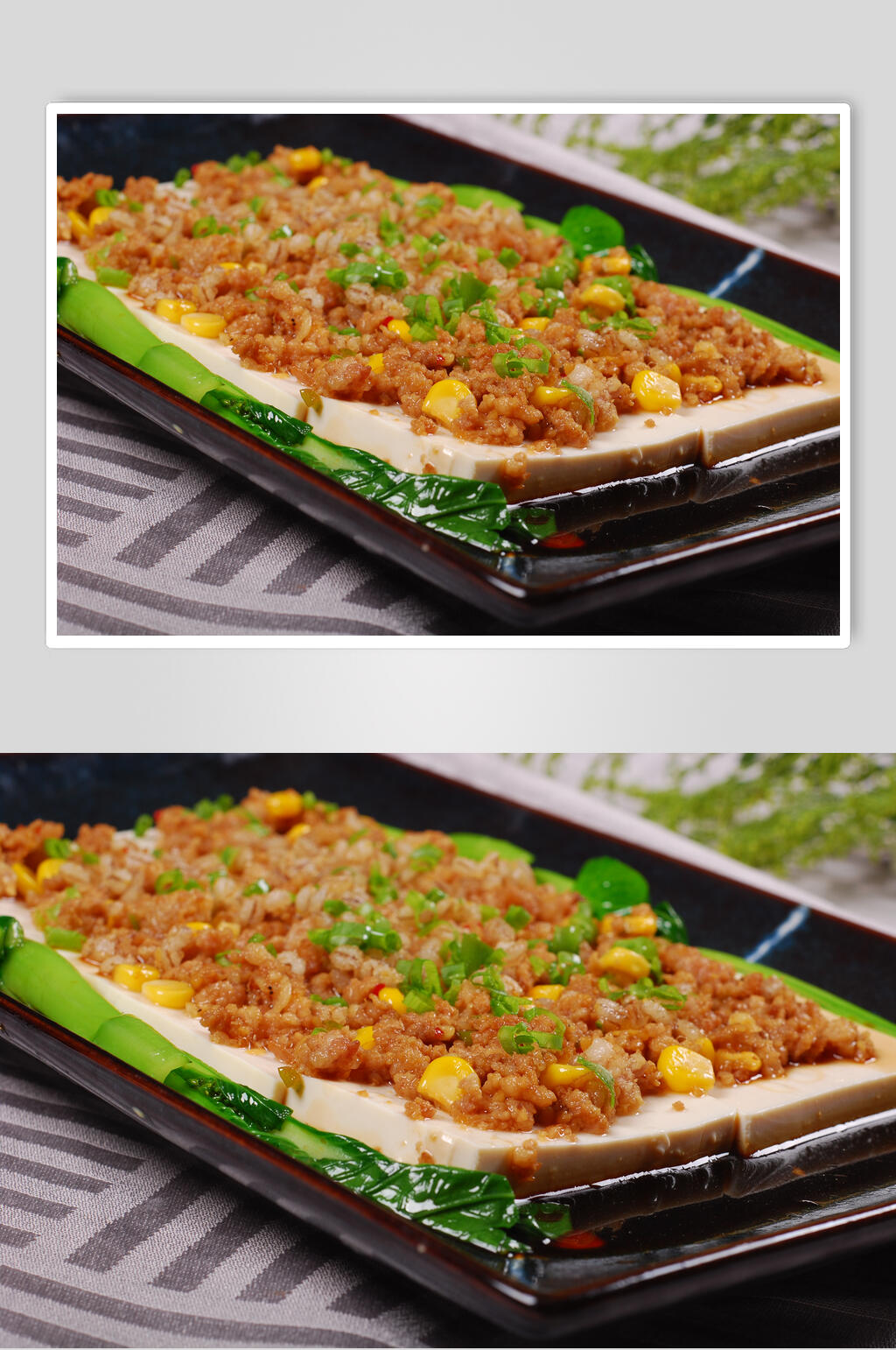 大麦仁剁肉蒸自制豆腐美食图片素材