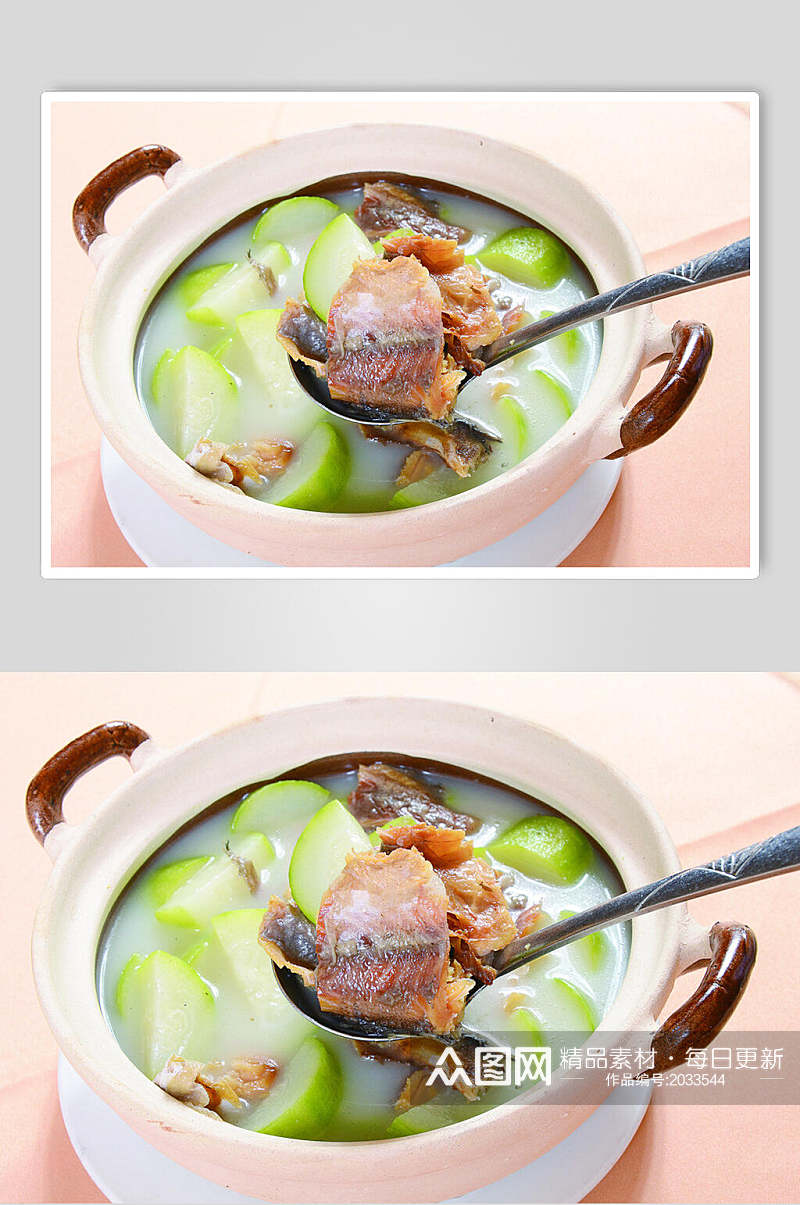 青瓜排骨鱼肉粥食物图片素材