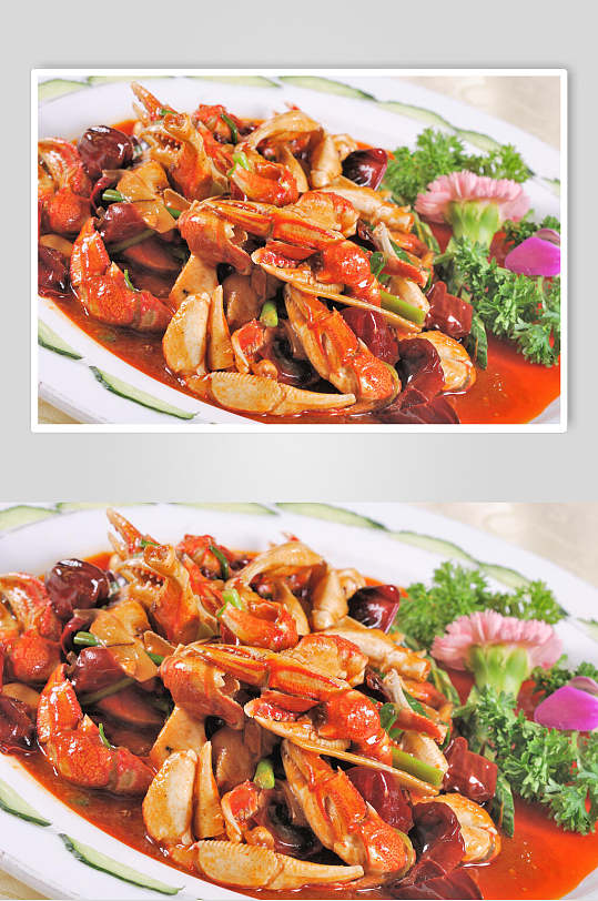 香辣蟹钳美食摄影图片