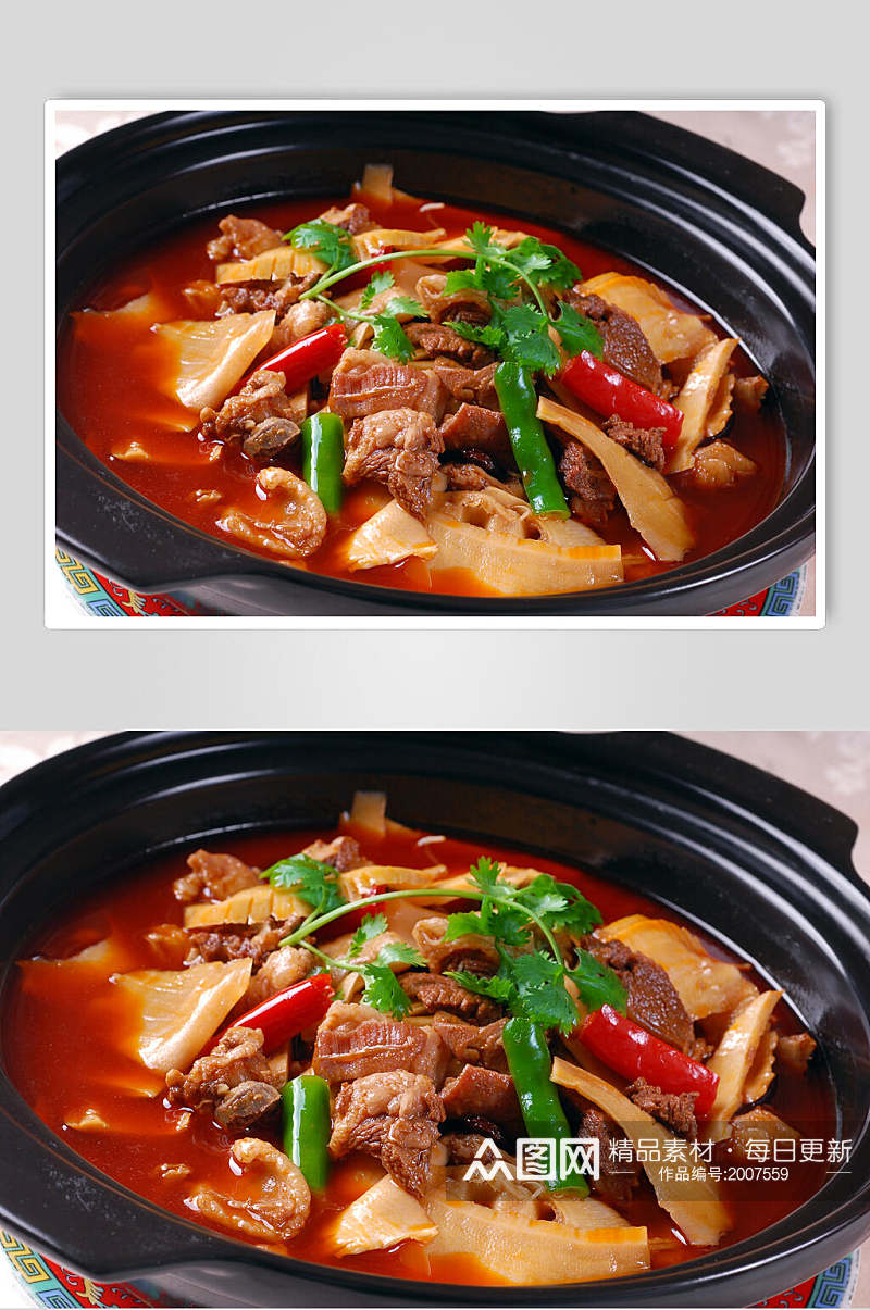 热菜笋子羊肉煲美食高清图片素材