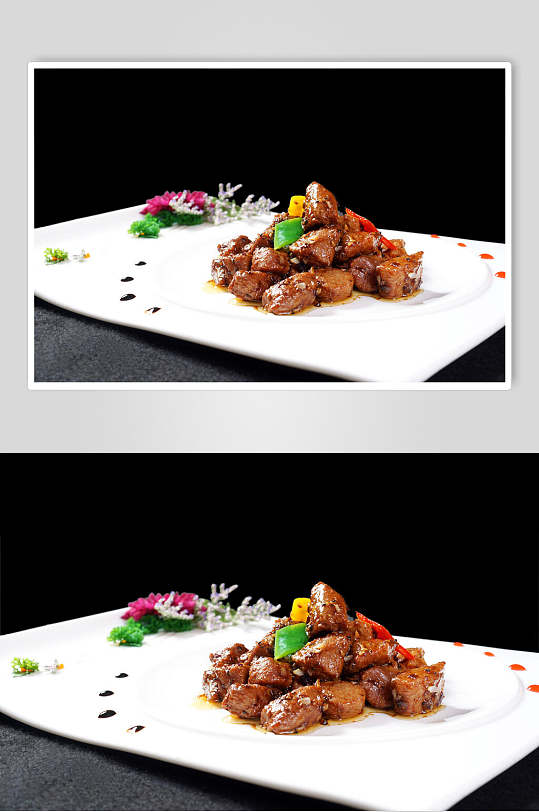 湘菜湘味安格斯牛肉粒美食摄影图片