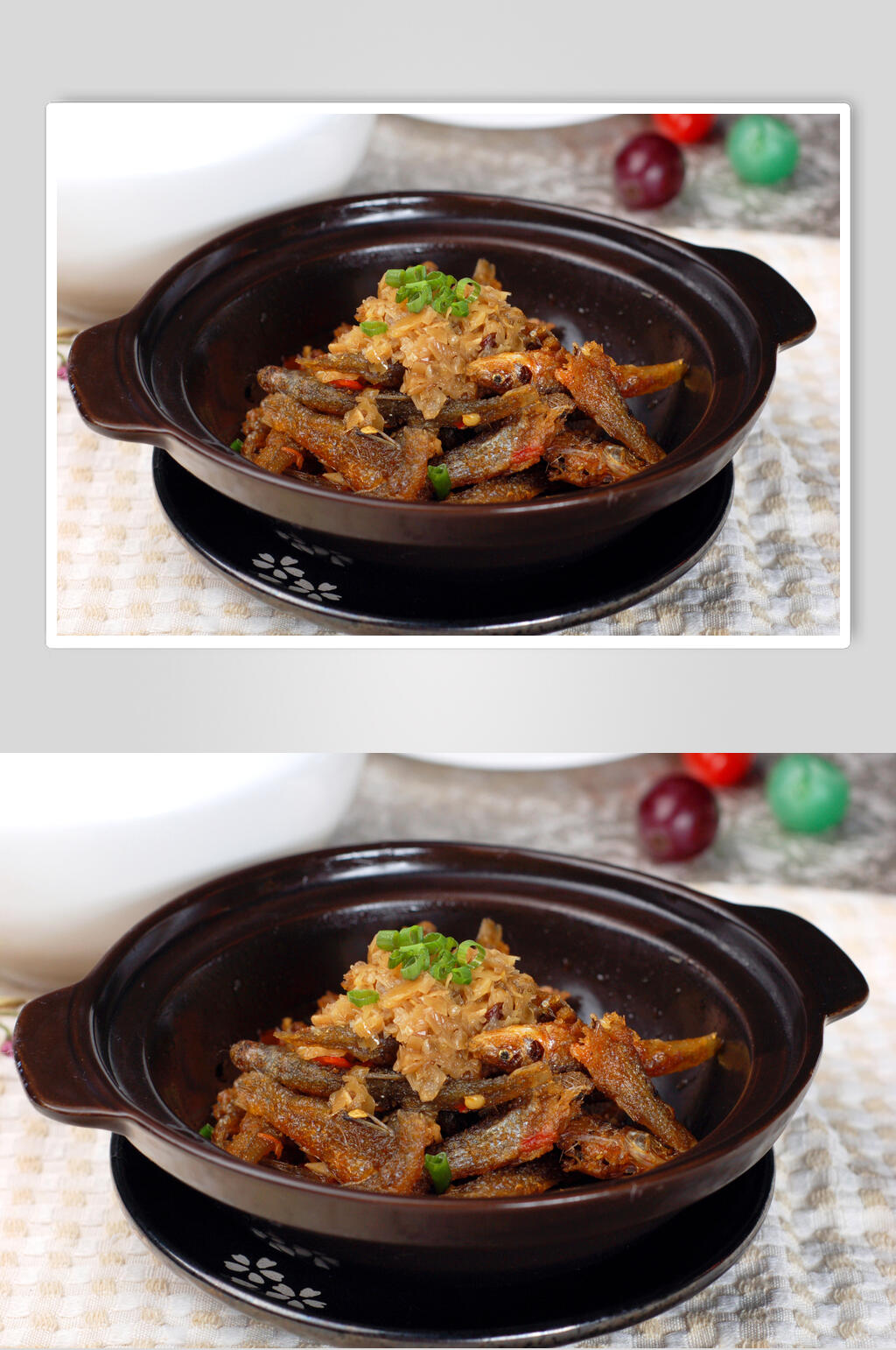 钵仔菜白椒火焙鱼食品摄影图片素材