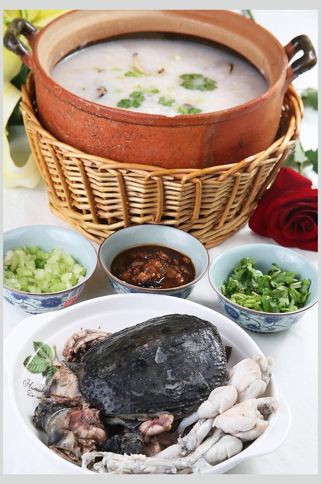 营养甲鱼田鸡粥食物摄影图片素材