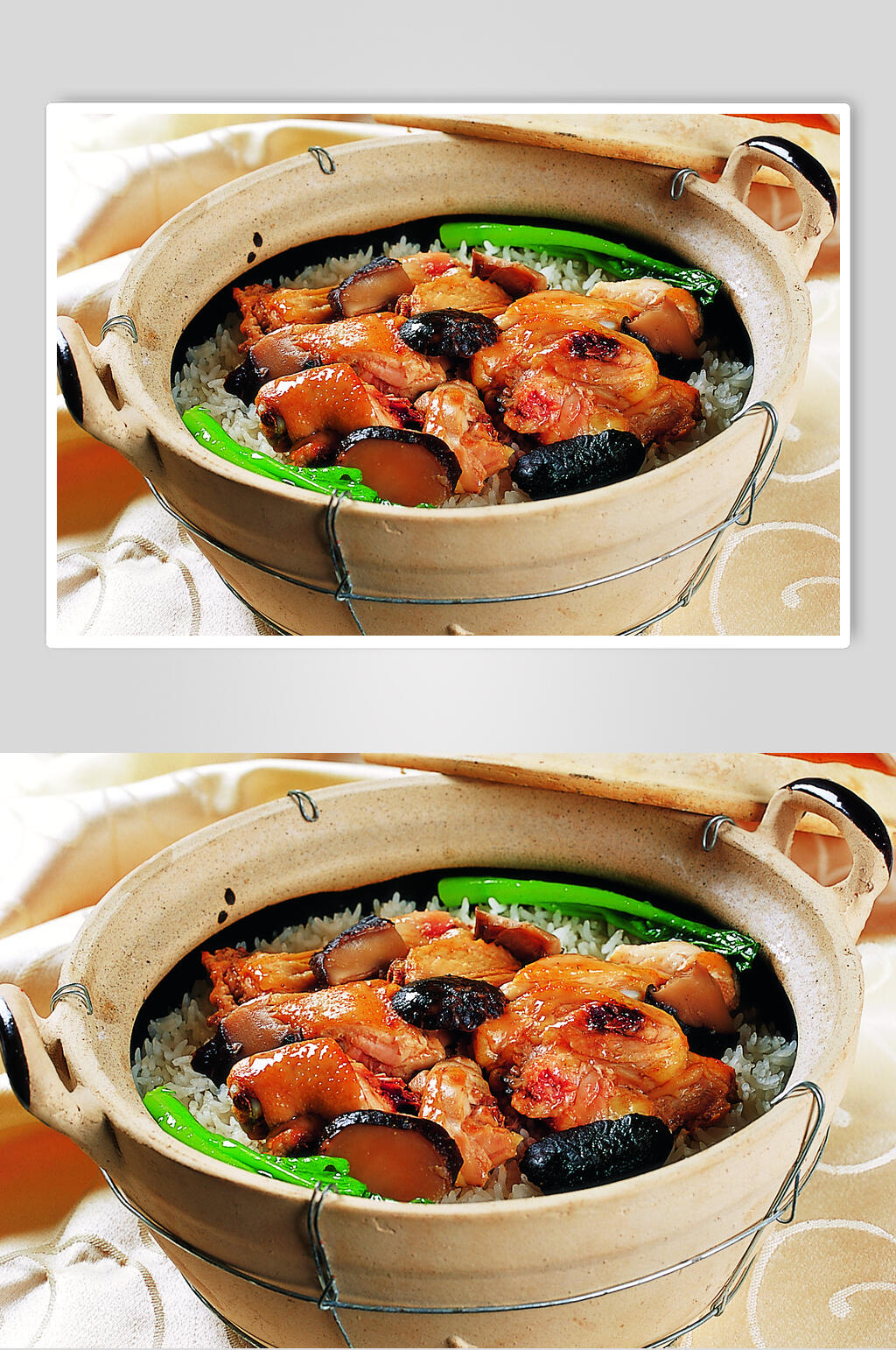 香菇滑菇煲仔饭摄影图片素材