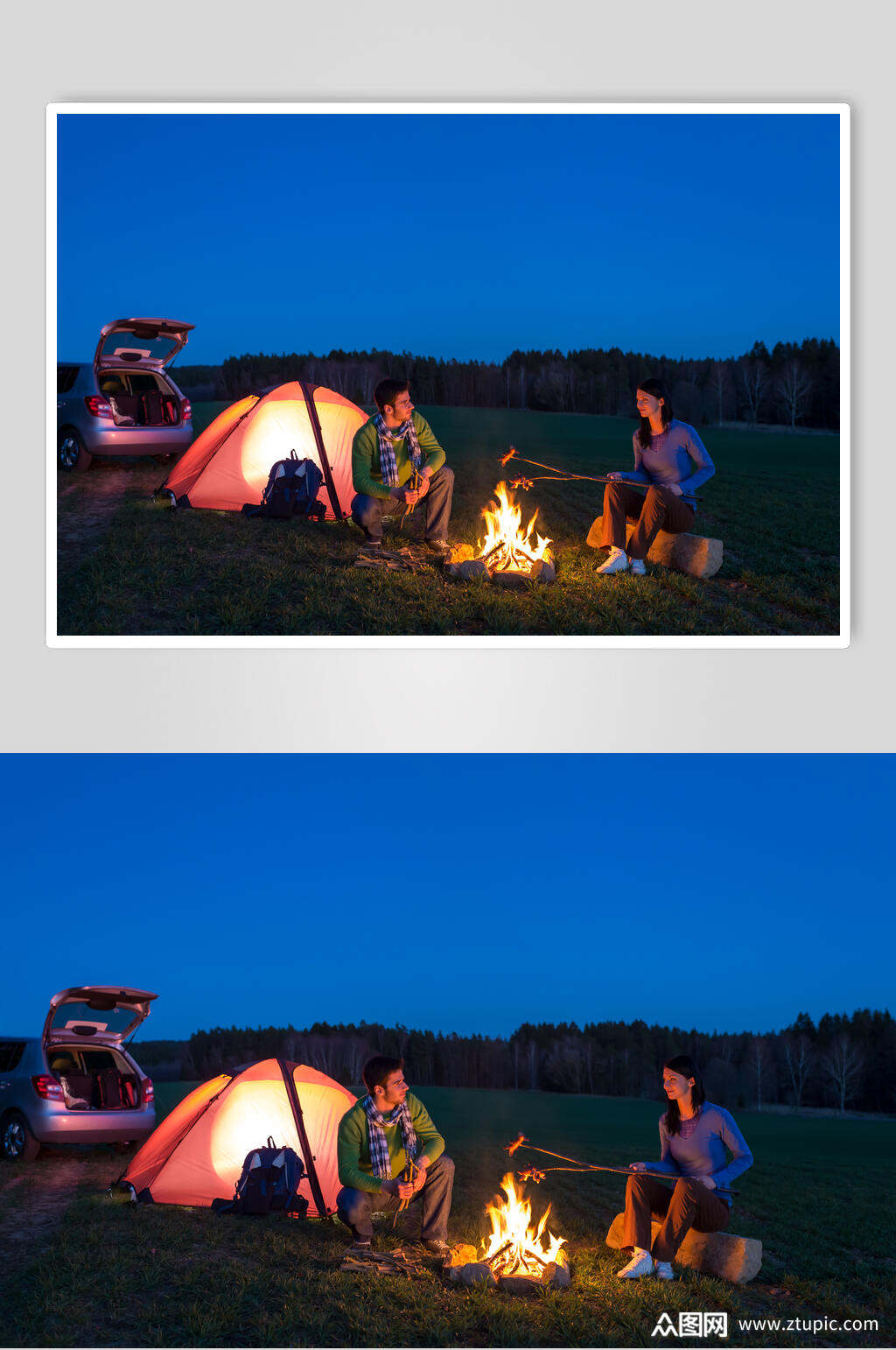 烤火户外露营图片素材