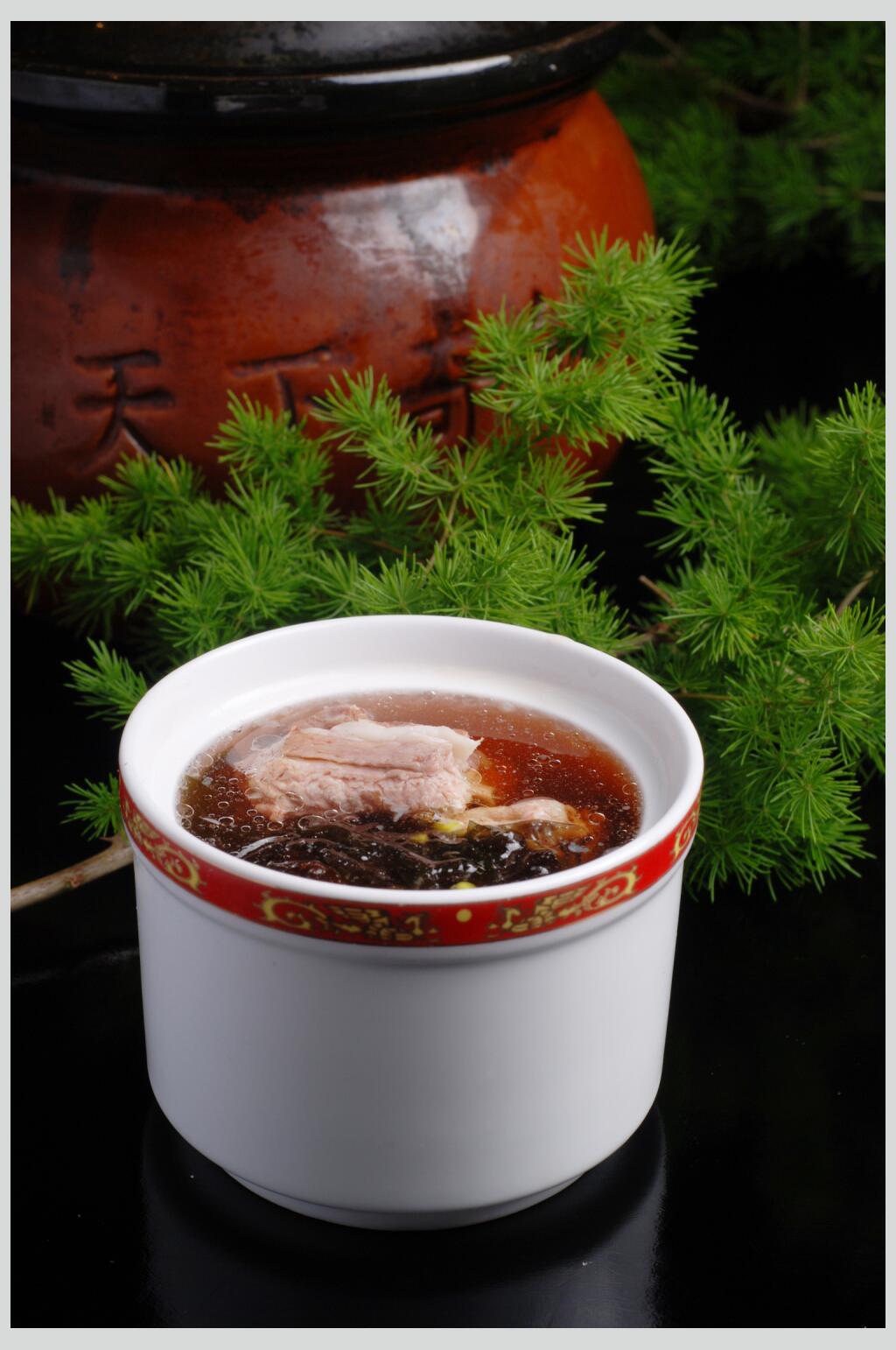 紫菜绿豆煨排骨元盅食品图片素材