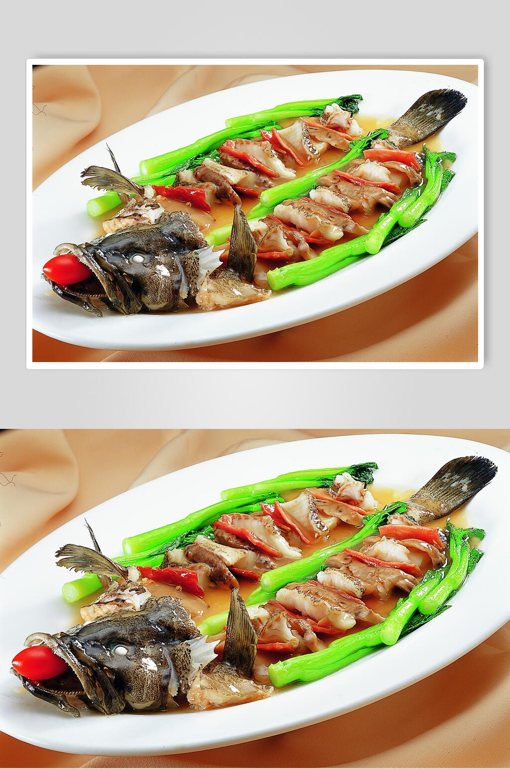 古法蒸麒麟斑美食食物图片素材