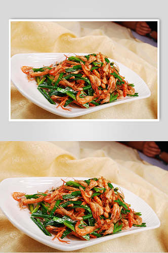 小炒荷塘虾美食摄影图片