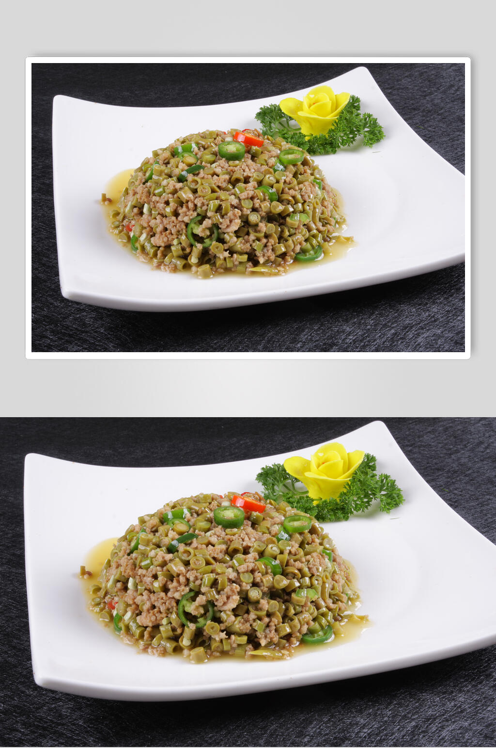 酸豇豆炒肉末摄影图片素材