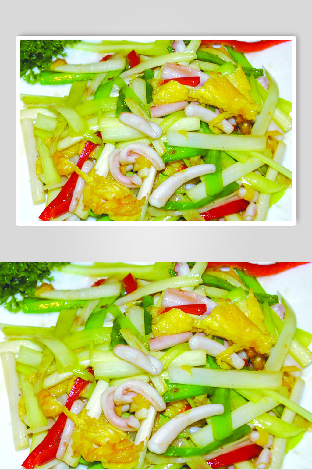 韭黄鲜鱿丝美食食物图片素材