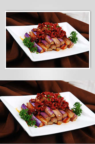 肉酱辣茄条美食摄影图片