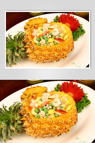 海鲜菠萝船美食图片