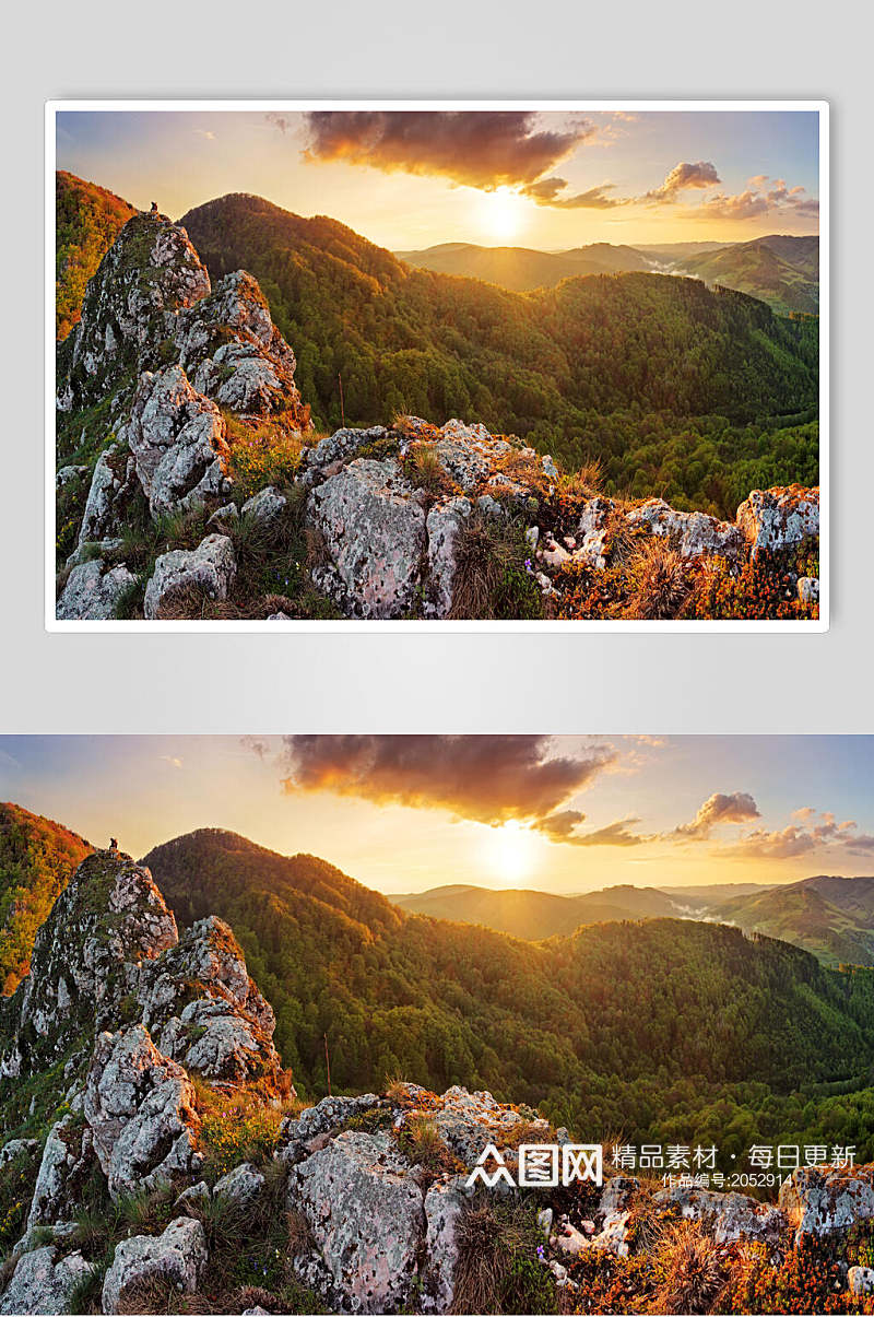 日照山峰山脉风景图片素材
