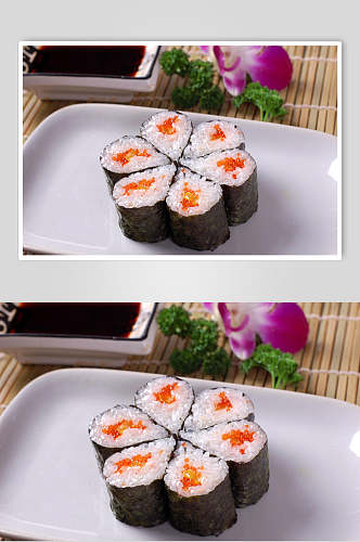 寿司类百香蟹籽卷寿司美食摄影图片