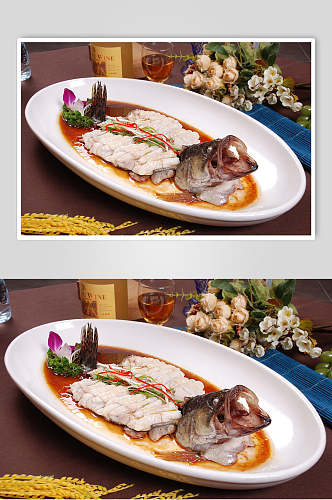 荤菜清蒸桂鱼美食摄影图片