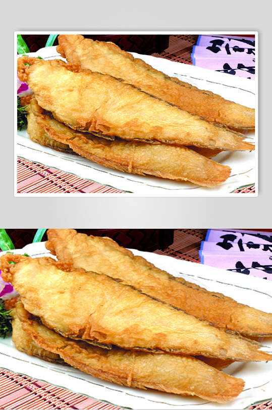 酥炸牛舌鱼美食摄影图片