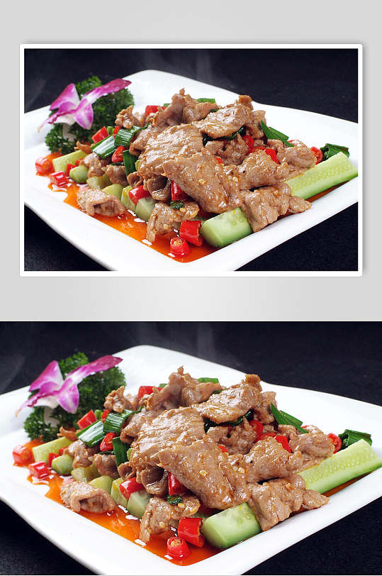 热菜小乔牛柳美食摄影图片