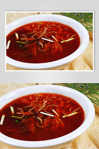 营养健康红油酸辣肚丝汤美食图片