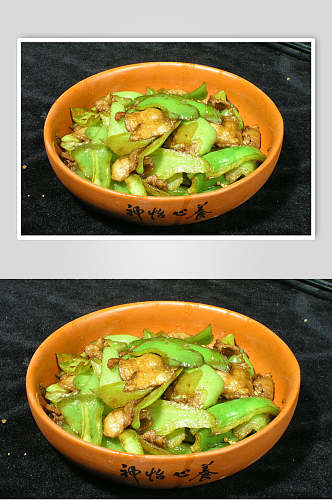 尖椒炒肉食品摄影图片