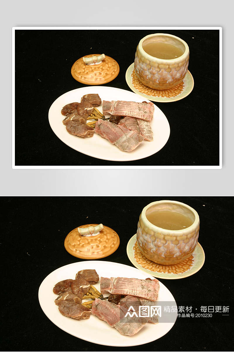 冬虫草炖鹿龟汤美食摄影图片素材