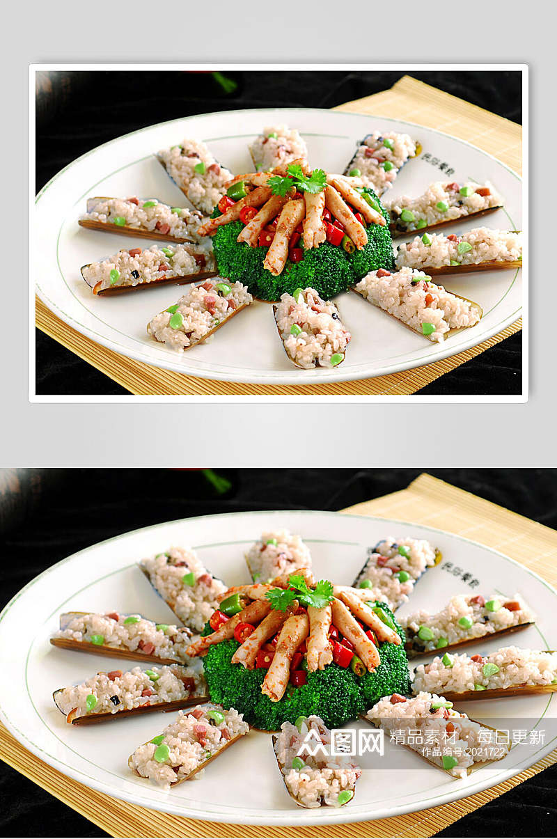 热菜糯香蒜茸圣子皇美食摄影图片素材