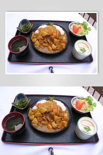 咖喱牛肉饭套餐美食图片